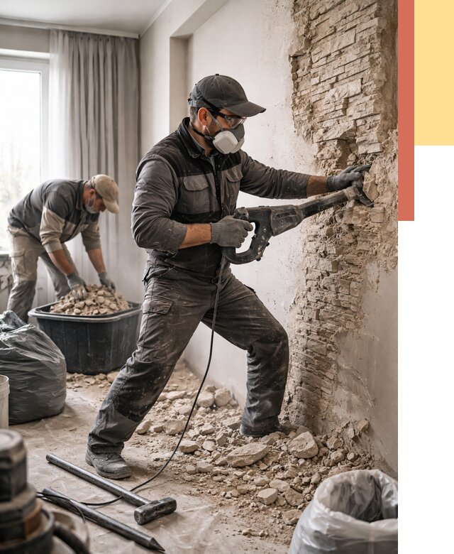 Демонтаж декоративного камня в Рязани от 1489 руб/м² — быстро и недорого | ОТДЕЛОЧНИК-Рзн