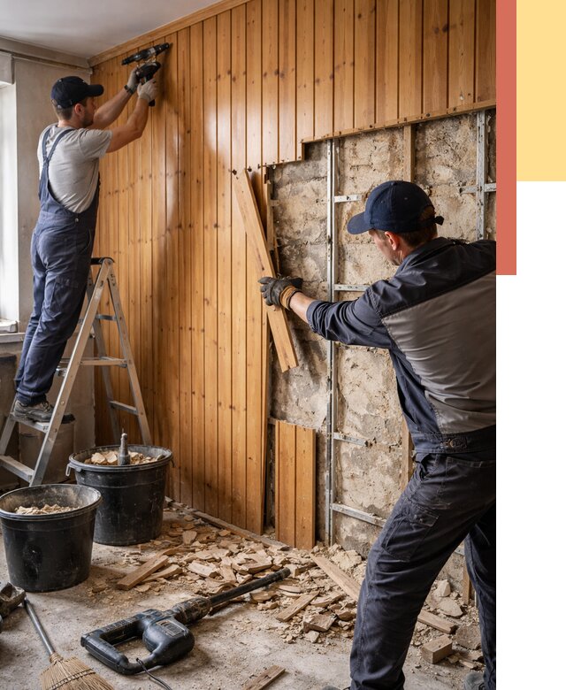 Демонтаж вагонки со стен в Рязани от 1489 руб. — снятие, удаление, срочно | ОТДЕЛОЧНИК-Рзн