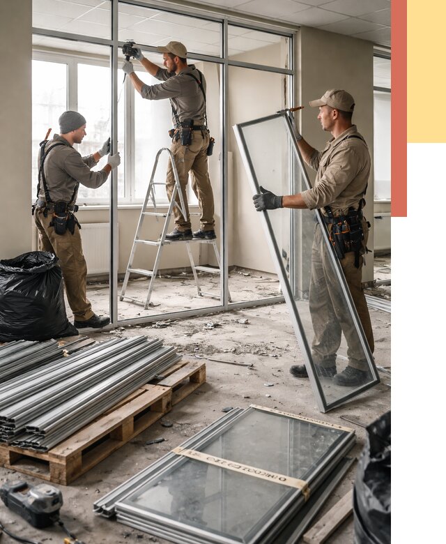 Демонтаж алюминиевых перегородок в Рязани от 4313 руб. — быстро и недорого | ОТДЕЛОЧНИК-Рзн