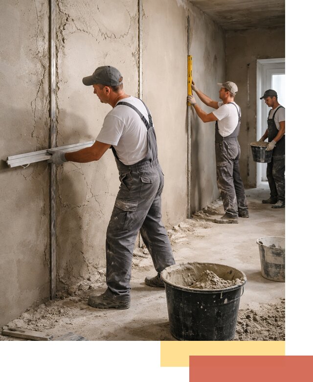 Штукатурка стен по маякам в Рязани — точная и ровная поверхность