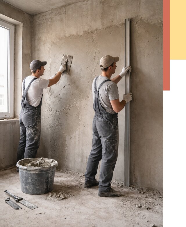 Штукатурка бетонных стен в Рязани от 4621 руб/м² — качественно и быстро | ОТДЕЛОЧНИК-Рзн