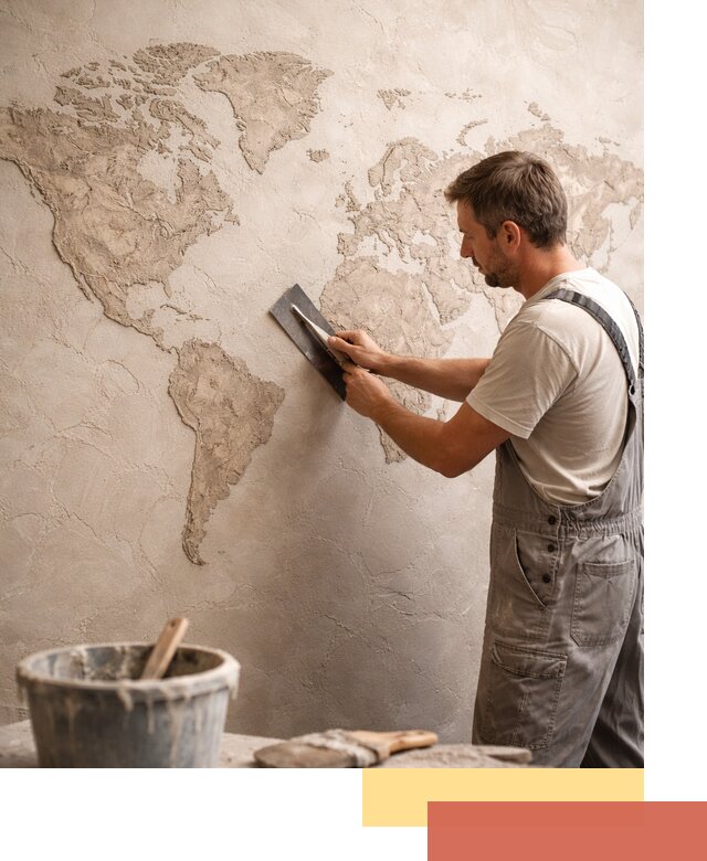 Декоративная штукатурка «Карта мира» под ключ в Рязани