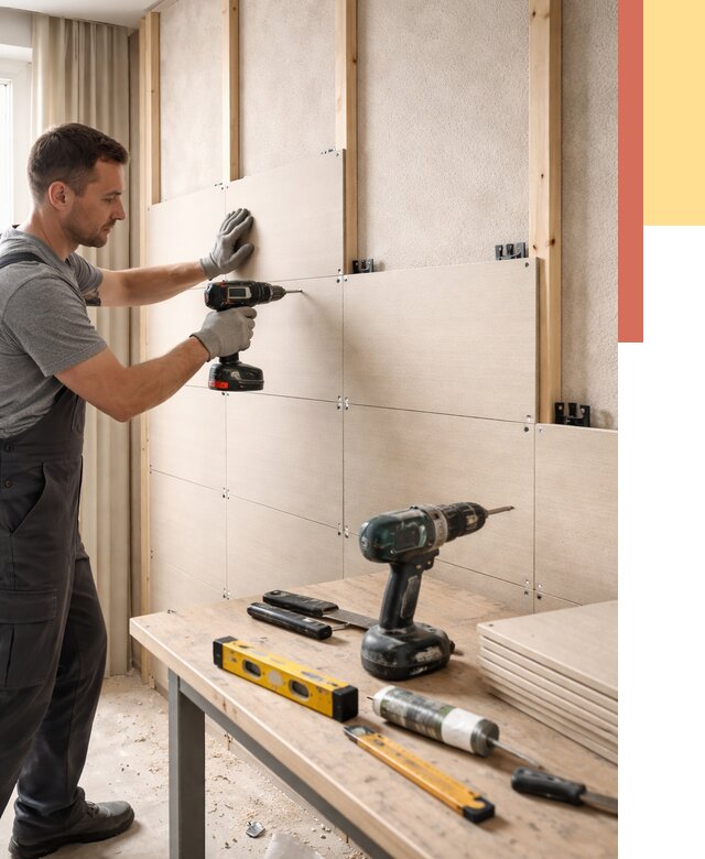 Монтаж МДФ панелей на стены в Рязани от 1284 руб. под ключ | ОТДЕЛОЧНИК-Рзн