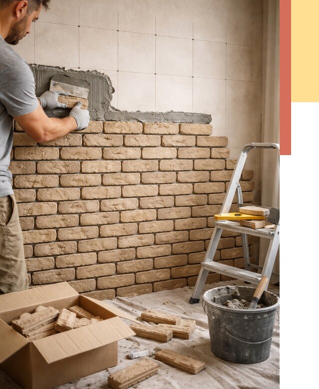 Монтаж декоративного кирпича в Рязани от 3286 руб./м² — быстро и недорого | ОТДЕЛОЧНИК-Рзн