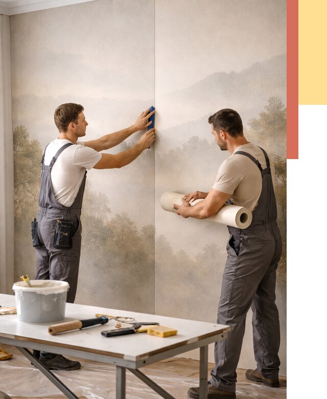 Поклейка фотообоев в Рязани от 8728 руб/м² — быстро и недорого | ОТДЕЛОЧНИК-Рзн