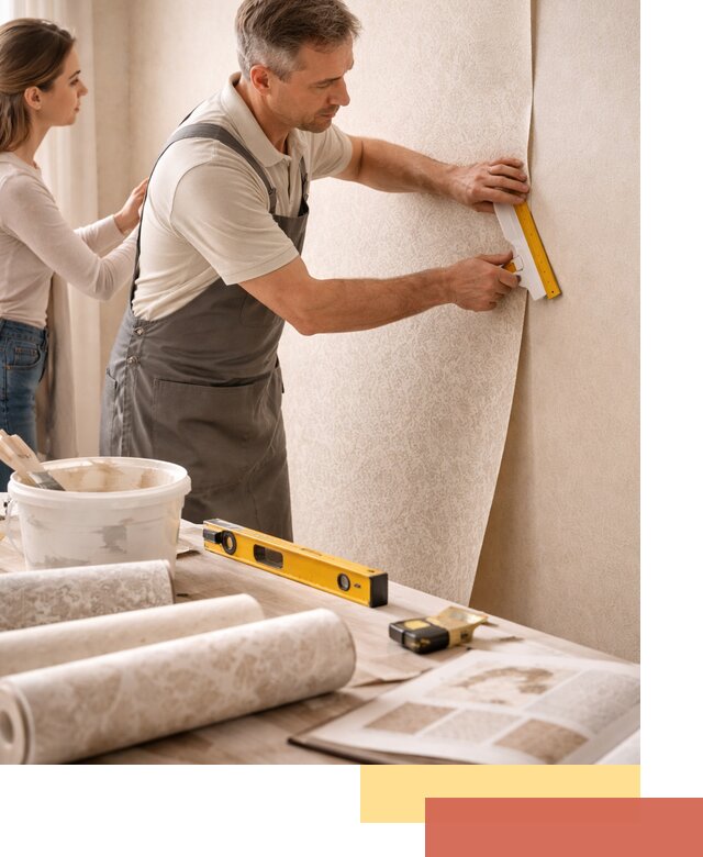 Поклейка обоев с подбором рисунка в Рязани