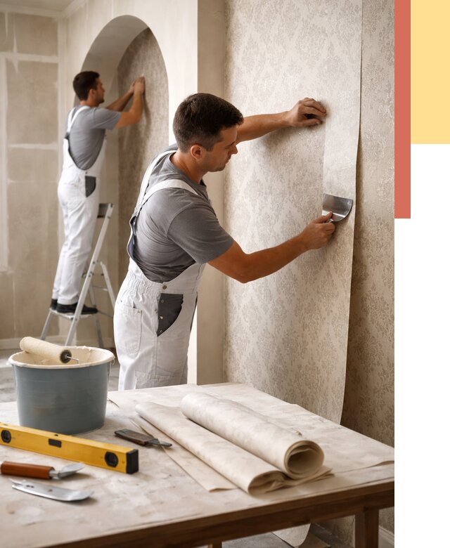 Поклейка обоев на сложные стены в Рязани от 2875 руб. под ключ | ОТДЕЛОЧНИК-Рзн