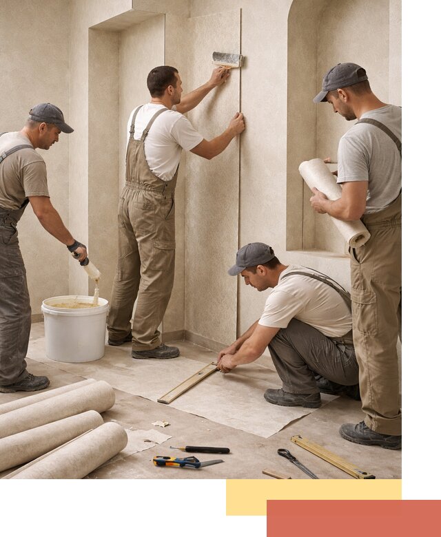 Поклейка обоев на сложные стены и неровные поверхности в Рязани