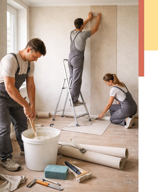 Оклейка стен обоями в Рязани от 3594 руб/м2 — быстро и недорого | ОТДЕЛОЧНИК-Рзн