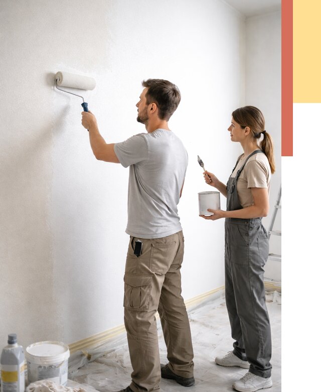 Окраска стен по стеклохолсту в Рязани от 4621 руб/м² под ключ | ОТДЕЛОЧНИК-Рзн