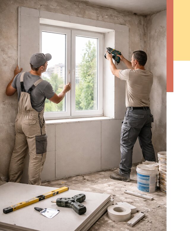 Монтаж откосов из гипсокартона в Рязани от 4621 руб. под ключ | ОТДЕЛОЧНИК-Рзн