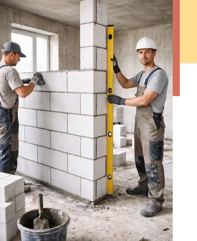 Кладка перегородок из пеноблока в Рязани от 1848 руб. под ключ | ОТДЕЛОЧНИК-Рзн