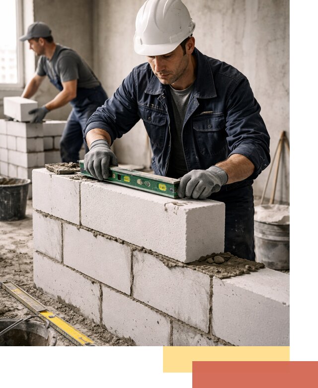 Кладка перегородок из пеноблока под ключ в Рязани