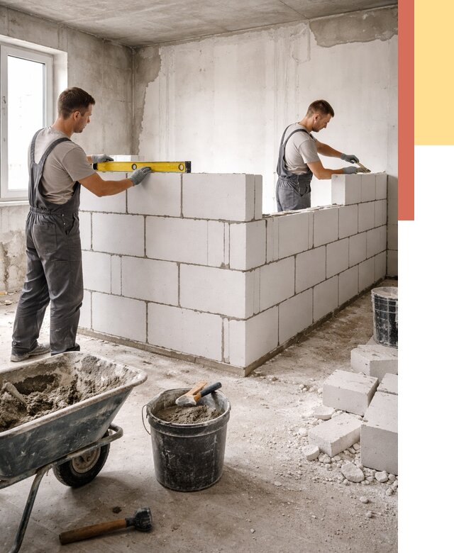 Кладка перегородок из ПГП в Рязани от 2567 руб./м2 — монтаж и возведение под ключ | ОТДЕЛОЧНИК-Рзн