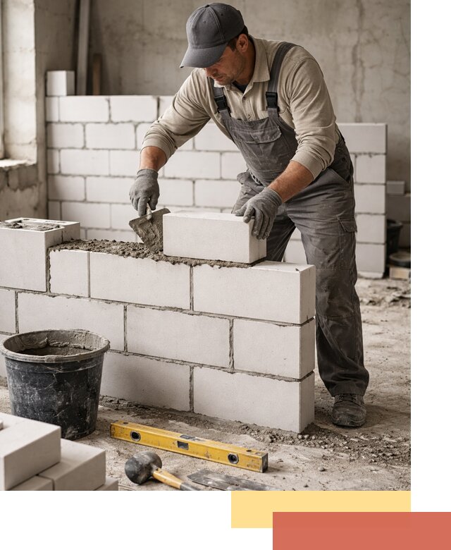 Кладка перегородок из силикатного блока в Рязани