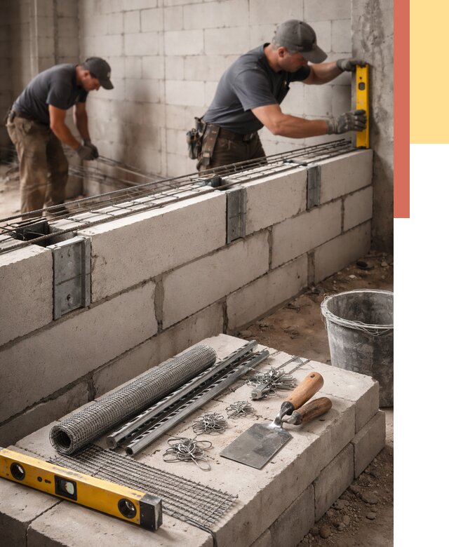 Армирование кладки перегородок в Рязани от 770 руб. под ключ | ОТДЕЛОЧНИК-Рзн