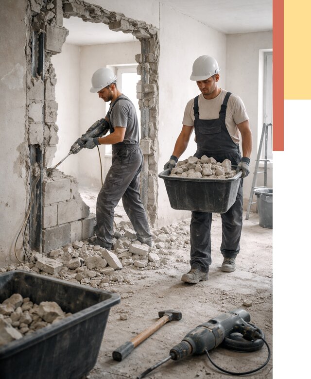 Демонтаж блоковых перегородок в Рязани от 3851 руб. — быстро и недорого | ОТДЕЛОЧНИК-Рзн