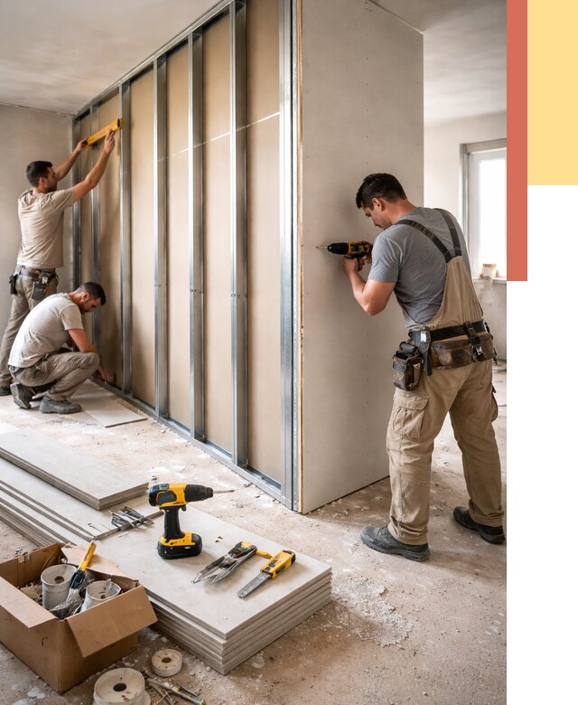 Монтаж однослойной перегородки из гипсокартона в Рязани от 667 руб. | ОТДЕЛОЧНИК-Рзн