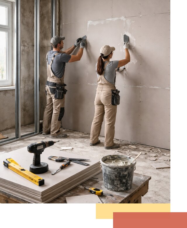 Монтаж двухслойной перегородки из гипсокартона в Рязани