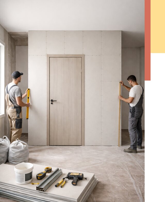 Перегородка из гипсокартона с дверью в Рязани от 4621 руб. под ключ | ОТДЕЛОЧНИК-Рзн