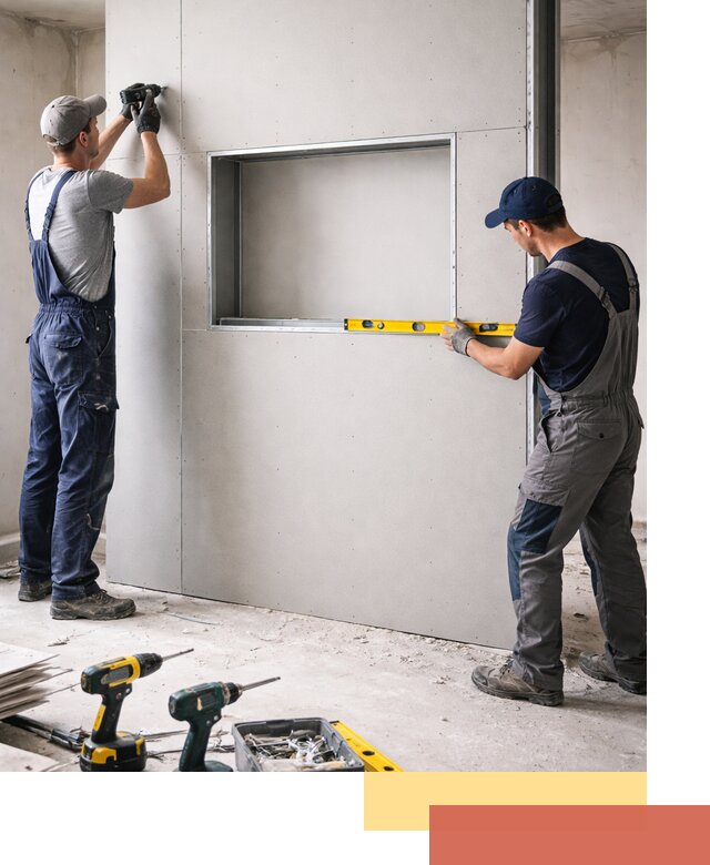 Перегородка из гипсокартона с нишей под декор в Рязани