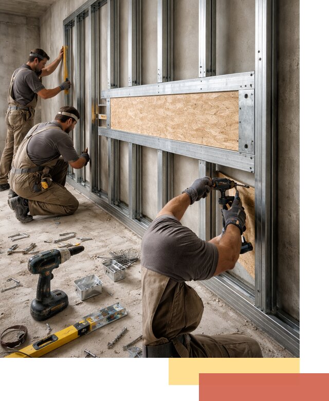 Усиленная перегородка для крепления тяжёлых конструкций в Рязани