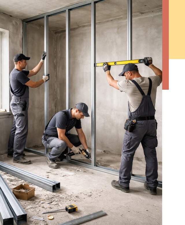 Монтаж каркаса перегородки из профиля в Рязани от 770 руб. | ОТДЕЛОЧНИК-Рзн