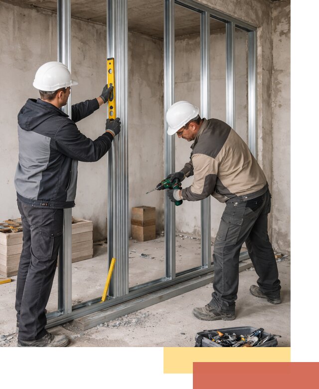 Монтаж каркаса перегородки из профиля в Рязани