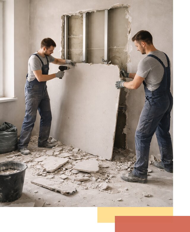 Демонтаж перегородки из гипсокартона в Рязани быстрый и аккуратный