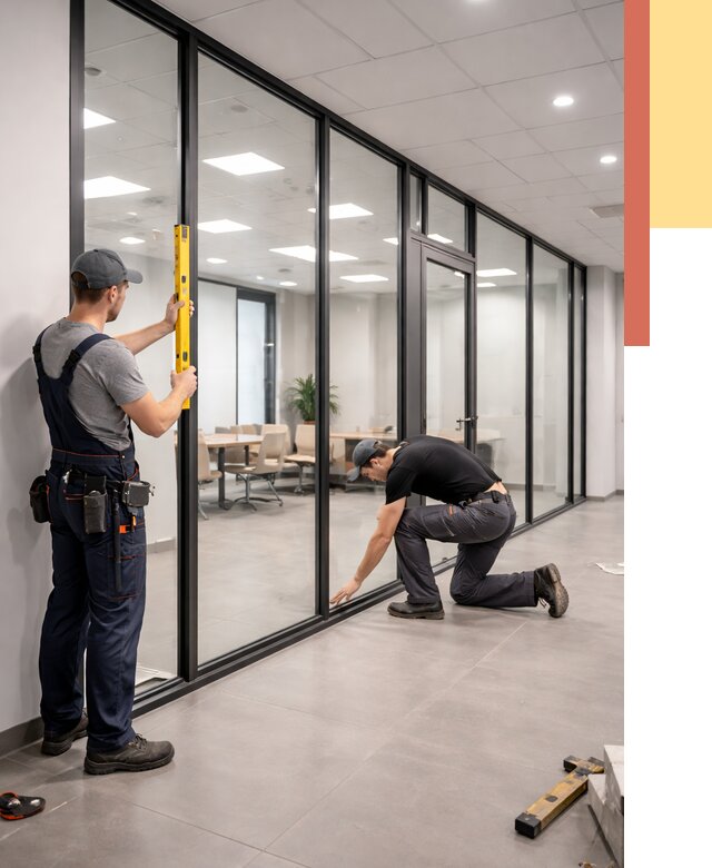 Каркасные стеклянные перегородки в Рязани под ключ от 9447 руб. | ОТДЕЛОЧНИК-Рзн