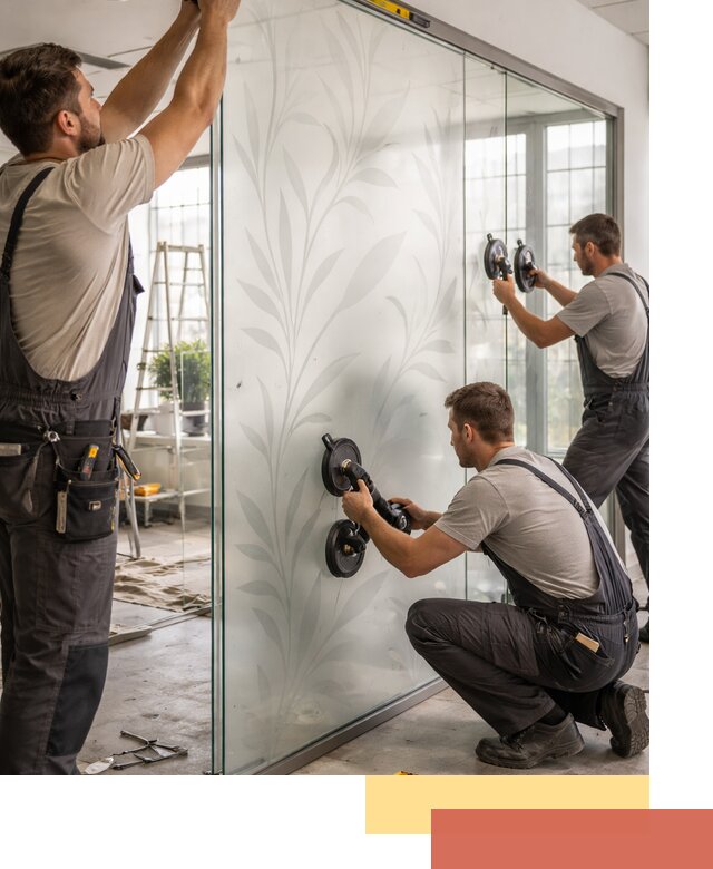 Стеклянные перегородки с рисунком на заказ в Рязани