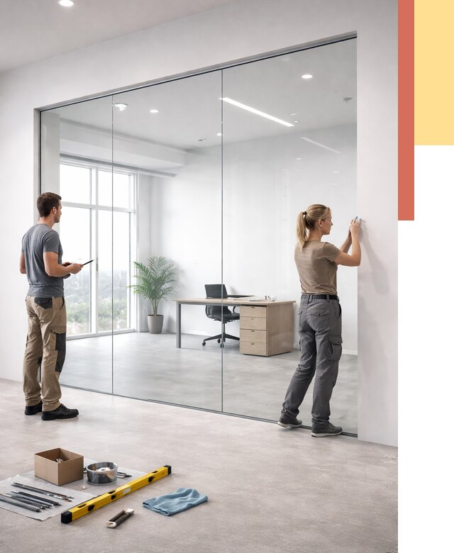 Перегородки из закаленного стекла в Рязани от 9755 руб. под ключ | ОТДЕЛОЧНИК-Рзн