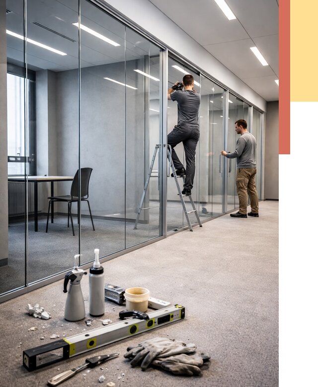 Стеклянные офисные перегородки в Рязани от 8728 руб. — монтаж и установка | ОТДЕЛОЧНИК-Рзн