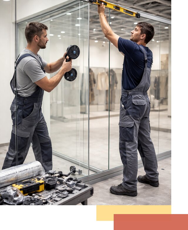 Стеклянные перегородки для магазинов в Рязани — монтаж и установка