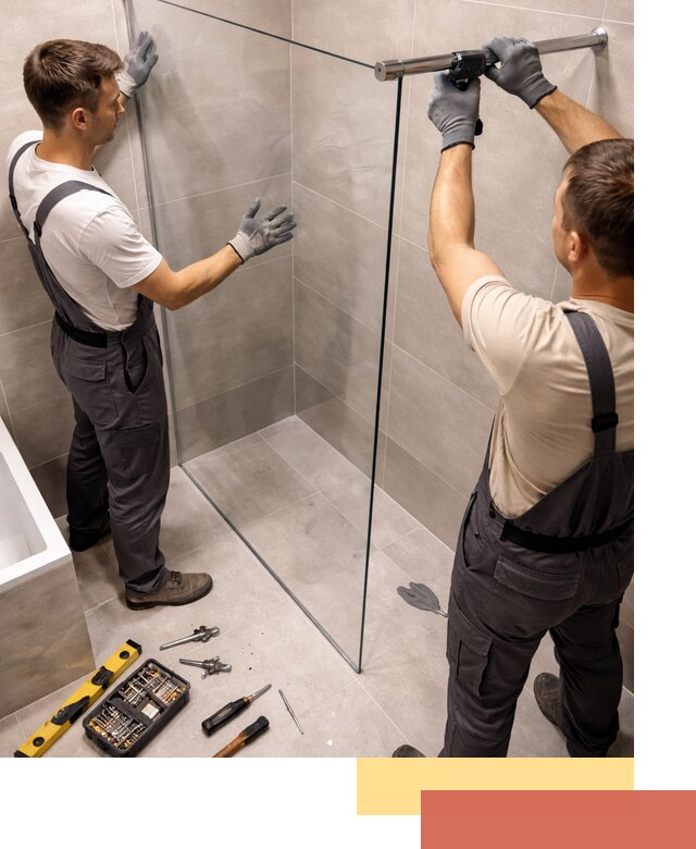 Стеклянные перегородки для душа в Рязани — изготовление и монтаж