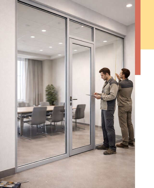 Установка и монтаж алюминиевых перегородок со стеклом в Рязани от 8420 руб. | ОТДЕЛОЧНИК-Рзн