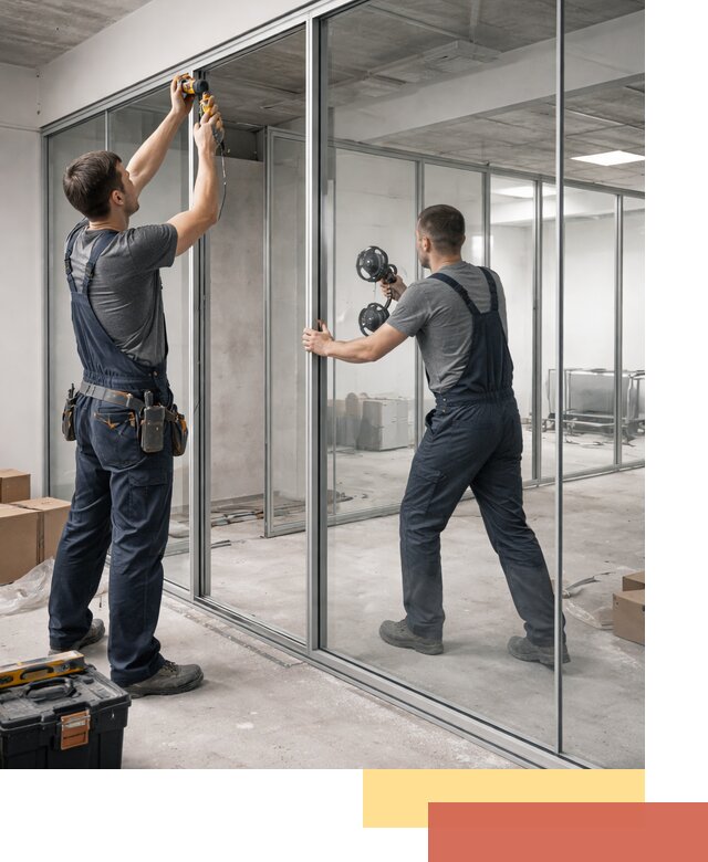 Алюминиевые перегородки со стеклом в Рязани — изготовление и монтаж