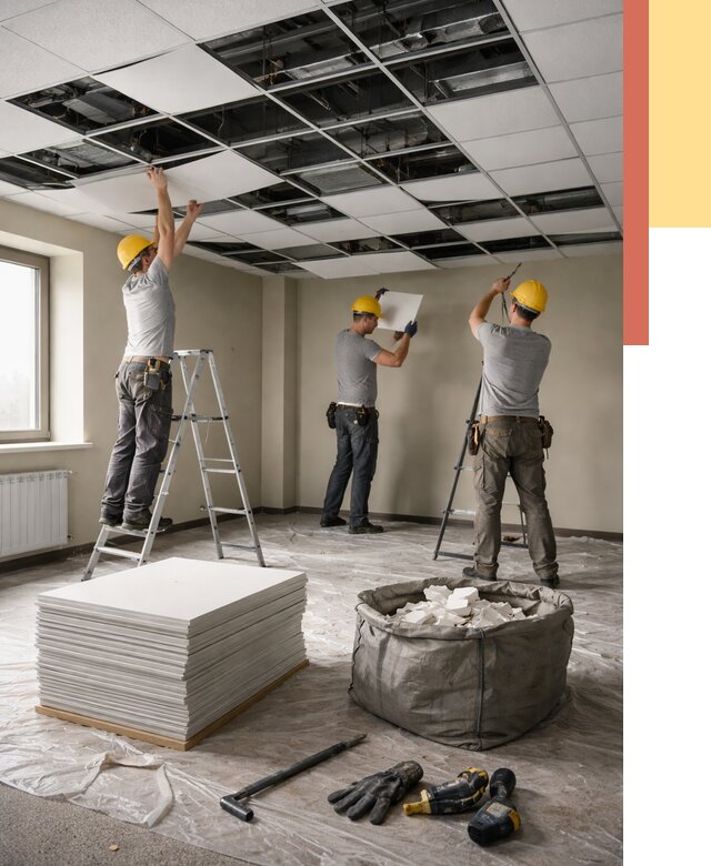 Демонтаж потолка Армстронг в Рязани от 4621 руб. быстро и недорого | ОТДЕЛОЧНИК-Рзн