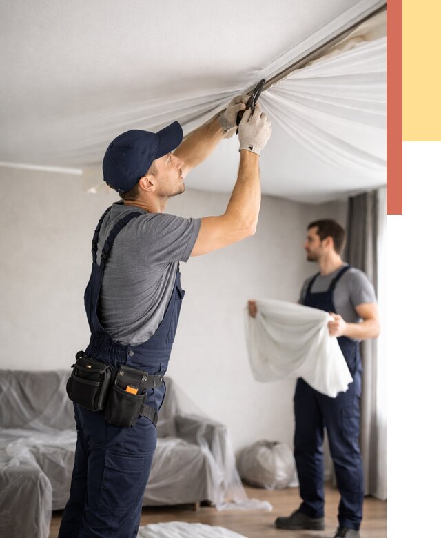 Демонтаж натяжного потолка в Рязани от 4621 руб. — снятие и разбор под ключ | ОТДЕЛОЧНИК-Рзн