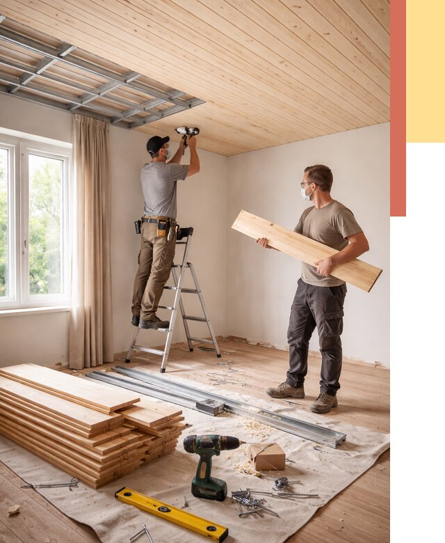 Монтаж потолка из вагонки в Рязани от 6674 руб. | Быстро и недорого — ОТДЕЛОЧНИК-Рзн