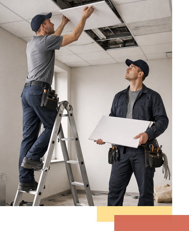 Обслуживание подвесного потолка в Рязани — ремонт и чистка