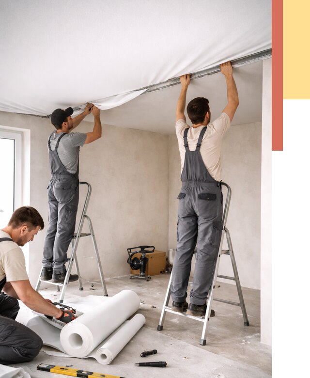 Монтаж тканевого натяжного потолка в Рязани от 3594 руб. под ключ | ОТДЕЛОЧНИК-Рзн