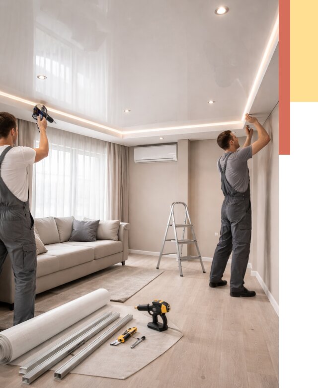 Монтаж глянцевого натяжного потолка в Рязани от 770 руб. под ключ | ОТДЕЛОЧНИК-Рзн