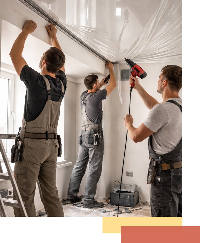 Монтаж глянцевого натяжного потолка в Рязани быстро и качественно