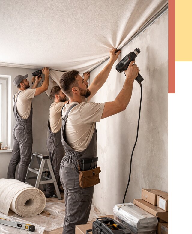 Монтаж фактурного натяжного потолка в Рязани от 770 руб. — ОТДЕЛОЧНИК-Рзн