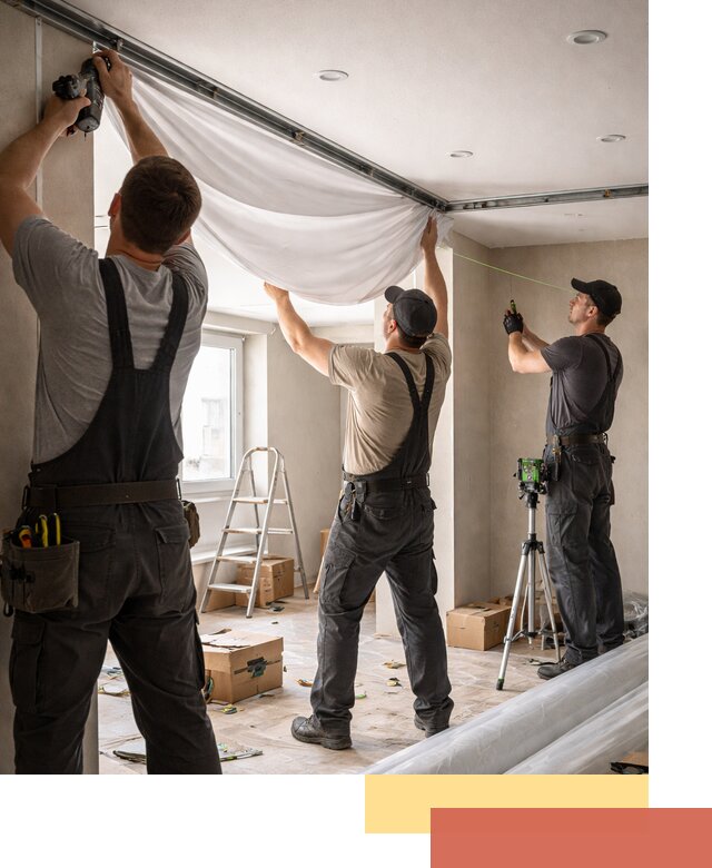 Монтаж парящего натяжного потолка под ключ в Рязани