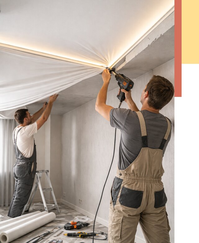 Монтаж натяжного потолка с подсветкой в Рязани от 975 руб. | ОТДЕЛОЧНИК-Рзн