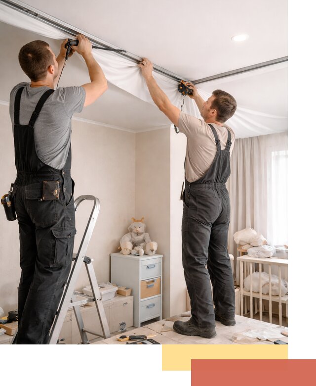 Монтаж натяжного потолка в детской комнате в Рязани