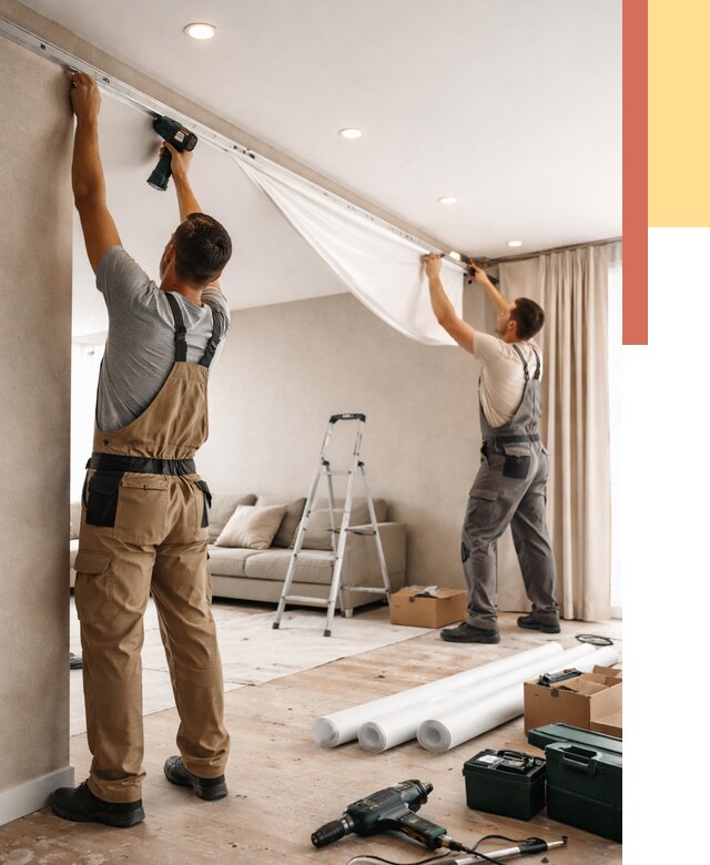 Монтаж натяжного потолка в гостиной в Рязани от 565 руб. | ОТДЕЛОЧНИК-Рзн