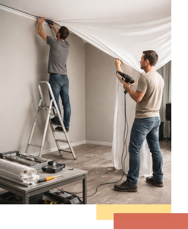 Монтаж натяжного потолка в студии в Рязани